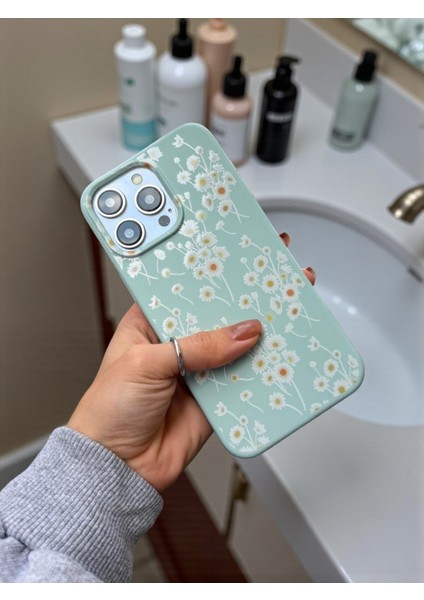 iPhone 16 Pro Max Uyumlu Papatya Desenli Fıstık Yeşili Lansman Liquid Silikon Kılıf indirimleri