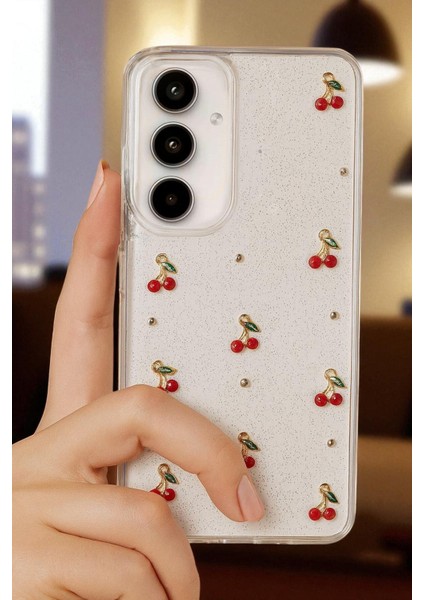 Samsung A36 Uyumlu - Epoksi Kiraz Desenli, Şeffaf, Darbe Dayanıklı Telefon Kılıfı fiyatları