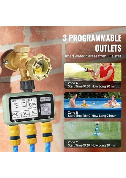 3 Bölgeli Su Zamanlayıcı, Yağmur Gecikmeli Bahçe Hortumu Zamanlayıcı, Manuel Sulama, Çim, Bahçe, Havuz Için Programlanabilir Yağmurlama Zamanlayıcısı fiyatları