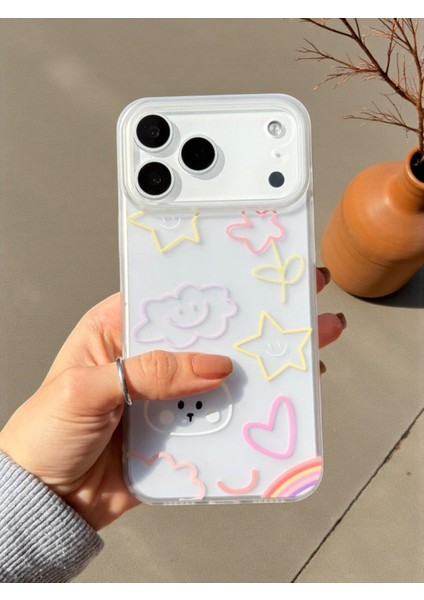 iPhone 17 Pro Uyumlu Nice Buzlu Görünüm Pastel Desenli Şeffaf Mat Silikon Kılıf fiyatları