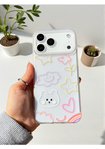 iPhone 17 Pro Uyumlu Nice Buzlu Görünüm Pastel Desenli Şeffaf Mat Silikon Kılıf modelleri