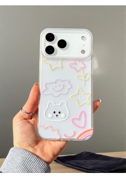 iPhone 17 Pro Uyumlu Nice Buzlu Görünüm Pastel Desenli Şeffaf Mat Silikon Kılıf indirimleri