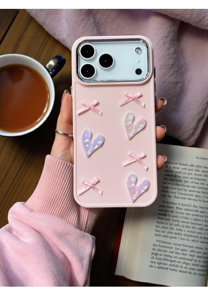 Apple Iphone 17 Pro Max Uyumlu Kılıf Kurdele ve Kalp Figürlü Darbeye Dayanıklı Yumuşak Silikon Kapak modelleri
