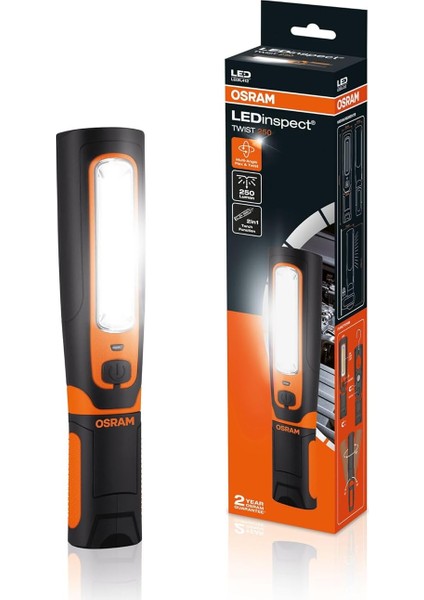 LED Şarjlı Çalışma Lambası, Siyah, TWIST250