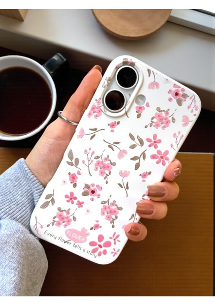 iPhone 16 Uyumlu Beyaz Çiçek Desenli Lansman Liquid Silikon Yumuşak Kılıf indirimleri