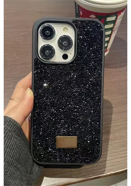 iPhone 15 Pro Max Uyumlu – Elmas Tasarımlı, Siyah Taşlı, Işıltılı Pırlanta Silikon Kılıf modelleri