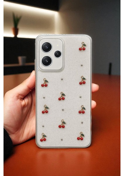 Xiaomi Redmi 12 Uyumlu -Epoksi Kiraz Desenli, Şeffaf, Darbe Dayanıklı Telefon Kılıfı modelleri