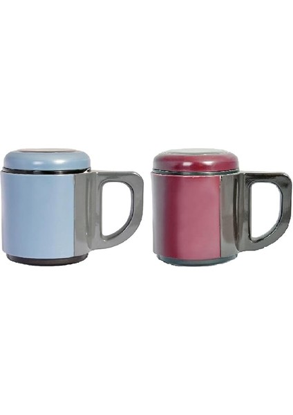 AND430 Içi Çelik Dışı Plastik Kupa Mug, Kırmızı/ Mavi, 500 Mg