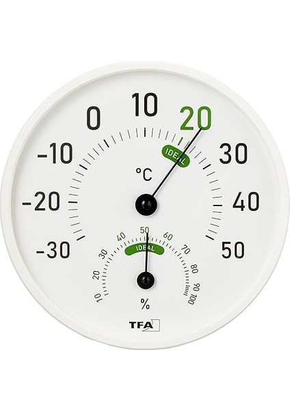 Dostmann Analog Termal Higrometre, 45.2045.02, Iç ve Dış Mekan Için, Renkli Konfor Bölgeleri, Beyaz, U 130 x G 20 x Y 165 mm fiyatları