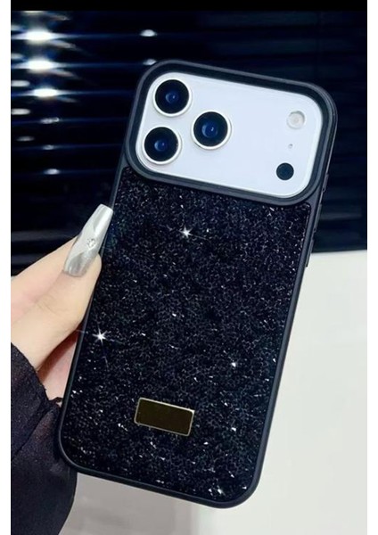 Apple iPhone 17 Pro Uyumlu Siyah Taşlı Işıltılı Yumuşak Silikon Kılıf, Darbeye Karşı Dayanıklı Kapak