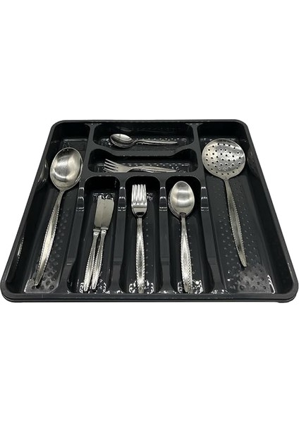 Plastik 39X42,5X5 cm Çekmece Içi Jumbo Boy 7 Gözlü Kaşıklık Antrasit modelleri