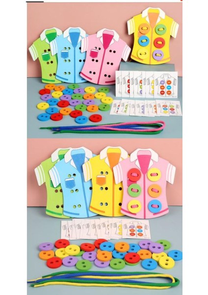 Montessori Eğitim Ahşap Oyuncak Dikiş Düğmesi fiyatları