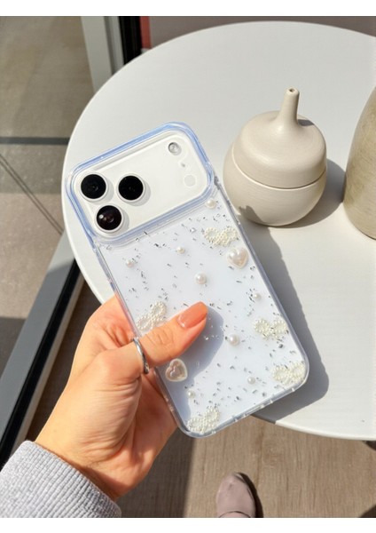 Apple iPhone 17 Pro Max Uyumlu Inci Kalpli Fiyonk Şeffaf Kılıf Simli Darbeye Karşı Dayanıklı Kapak fırsatları