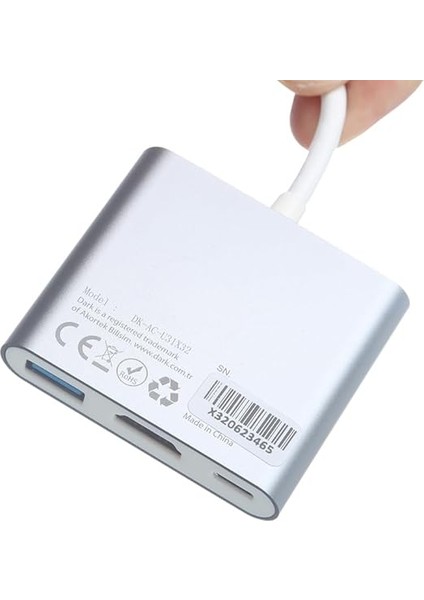 3in1 Usb3.1 Type C Erkek - USB 3.0 / HDMI Dönüştürücü (4k UHD 60Hz) / USB 3.1 Type C Şarj Dönüştürücü (DK-AC-U31X32) fırsatları