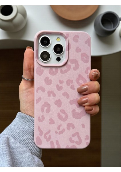 iPhone 12 Pro Max Uyumlu Pembe Leopar Desenli Ince Yumuşak Silikon Kılıf