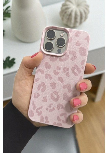 iPhone 12 Pro Max Uyumlu Pembe Leopar Desenli Ince Yumuşak Silikon Kılıf