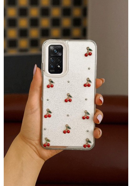 Xiaomi Note 11 Pro 4g / Note 12 Pro 4g Uyumlu Epoksi Kiraz Desenli, Şeffaf, Darbe Dayanıklı Kılıf fiyatları