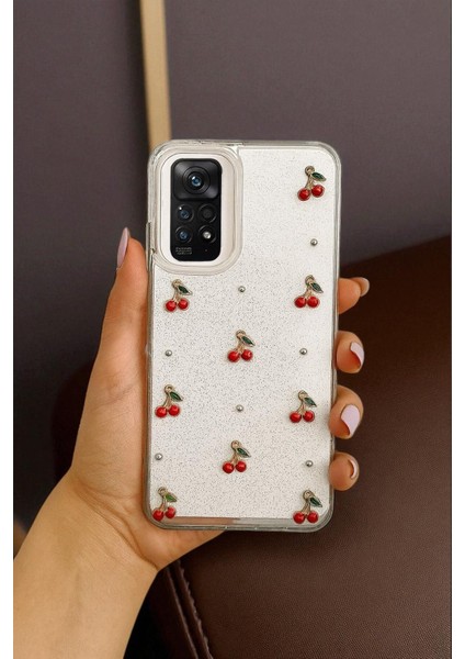 Xiaomi Note 11 Pro 4g / Note 12 Pro 4g Uyumlu Epoksi Kiraz Desenli, Şeffaf, Darbe Dayanıklı Kılıf modelleri