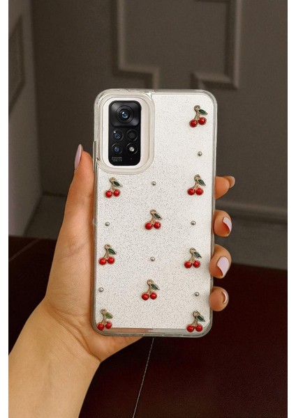 Xiaomi Note 11 Pro 4g / Note 12 Pro 4g Uyumlu Epoksi Kiraz Desenli, Şeffaf, Darbe Dayanıklı Kılıf fırsatları