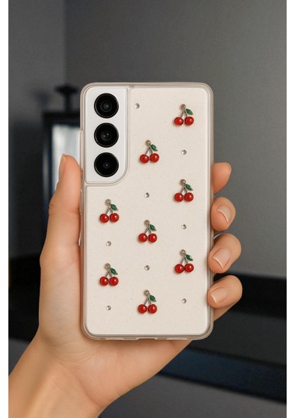 Samsung S21 Fe Uyumlu – Epoksi Kiraz Desenli, Şeffaf, Darbe Dayanıklı Telefon Kılıfı