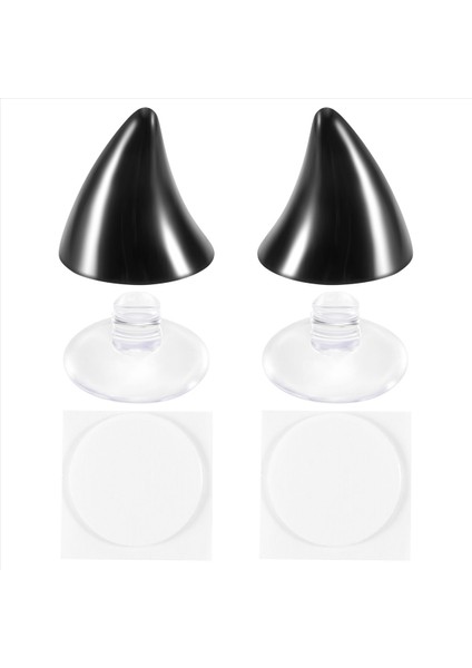 Motosiklet Kask Köşe Boynuz Dekorasyon Aksesuarları Dayanıklı Emme Kupası Yumuşak Boynuz Dekorasyon Meapwear Siyah (Yurt Dışından)