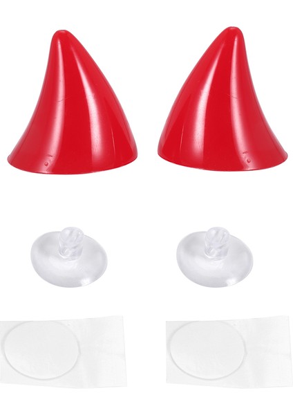 Motosiklet Kask Köşe Boynuz Dekorasyon Aksesuarları Dayanıklı Emme Kupası Yumuşak Boynuz Dekorasyon Meapwear Kırmızı (Yurt Dışından)