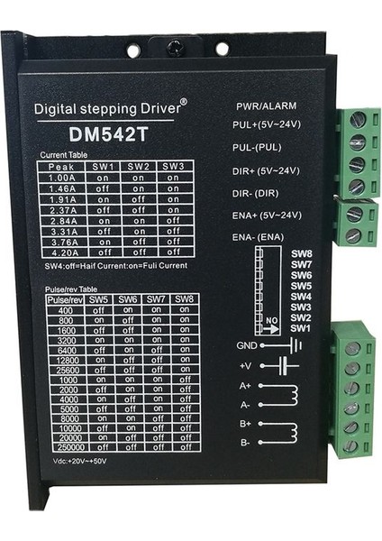 DM542T Cnc Step Motor Sürücüsü 1 0-4 2A 20-50VDC 1/128 17 ve 23 Step Motorla Uyumlu Mikro Adım Çözünürlükler (Yurt Dışından) modelleri