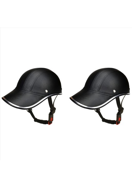 2x Beyzbol Kapağı Tarzı Motosiklet Yarım Kask Güvenlik Şapkası Yarım Yüz Kask Vintage Kapak Sert Şapka Bisiklet Kapa (Yurt Dışından)