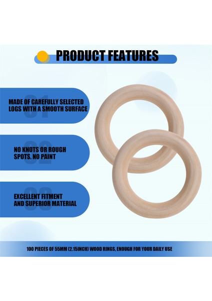 100 Adet El Sanatları Için Doğal Ahşap Halkalar 55MM Dantel Halkaları Dıy El Sanatları Için Katı Ahşap Halkalar Konektör Mücevher Yapımı (Yurt Dışından) fiyatları