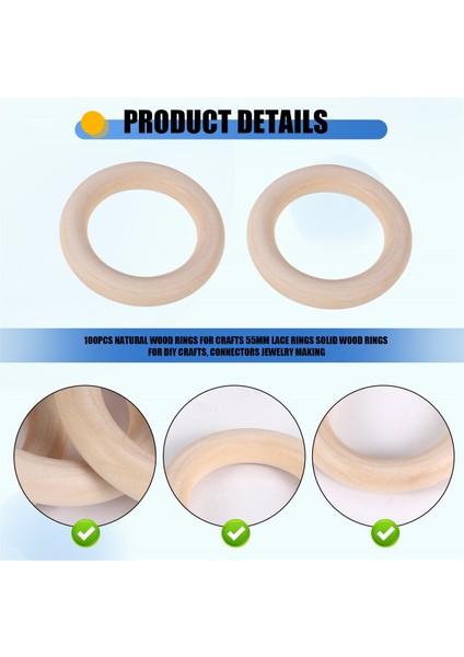 100 Adet El Sanatları Için Doğal Ahşap Halkalar 55MM Dantel Halkaları Dıy El Sanatları Için Katı Ahşap Halkalar Konektör Mücevher Yapımı (Yurt Dışından) indirimleri