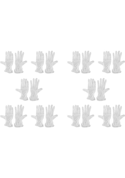 10X Çift Koruyucu Koruyucu Anti-Slip Beyaz Pamuklu Çalışma Sürüş Eldivenleri (Yurt Dışından)