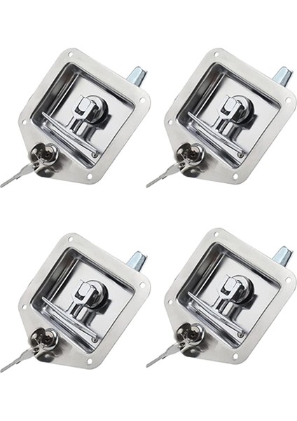 4 Pack Paslanmaz Çelik Araba Römork Kapı Mandal T-Serayı Kilitleme Römork Kapısı Mandal 8 Anahtarlı Raket Giriş Kapısı Kilidi (Yurt Dışından)