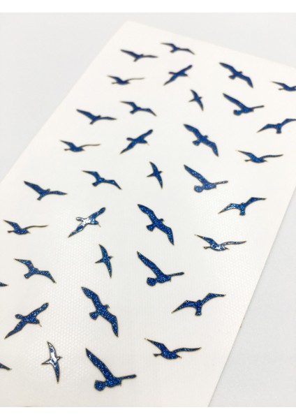 Artikel Mavi Kuşlar Metalik Tırnak Sticker, Nail Sticker, Nail Art