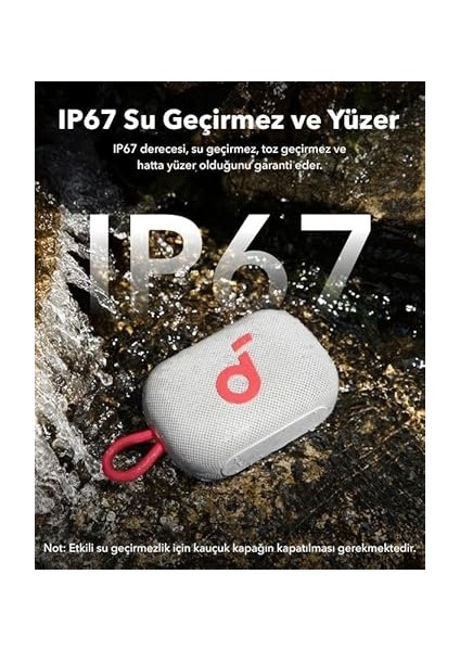 By Anker, Select 4 Go, 20 Saat Ultra Oynatma Süresi, 5W Güçlü Ses, IP67 Tam Koruma ve Yüzerlik, Hafiflik ve Kayış Tasarım, Taşıması Kolay, Kablosuz Stereo Eşleştirme (Tws), Kırmızı Beyaz fırsatları