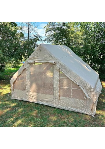 Outdoor 210D Oxford 6 Kişilik 4 Mevsim Soba Çıkışlı Şişme Kamp Çadırı – Pompalı, 210X300X190 cm