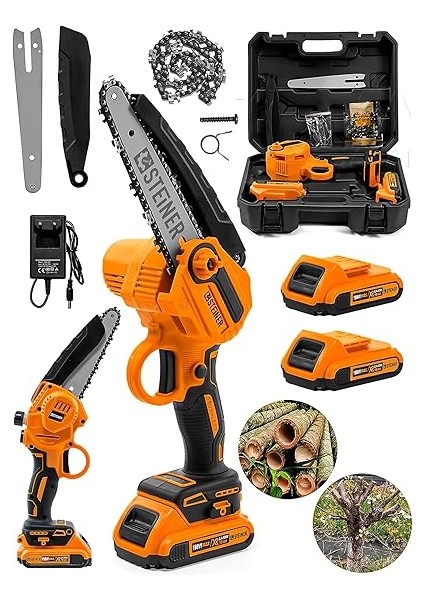 Alman 198 Vf 10 Ah 25 cm Bakır Sargılı Akülü Dal Kesme Budama Testere Bıçkı Makinesi Turuncu fiyatları