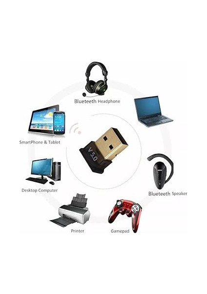 Plus PX-AC-BTU50 Bluetooth 5.0 Alıcı, Mini Dongle USB Adaptör, WIN10 Tak Çalıştır, Çoklu Cihaz Bağlama fırsatları
