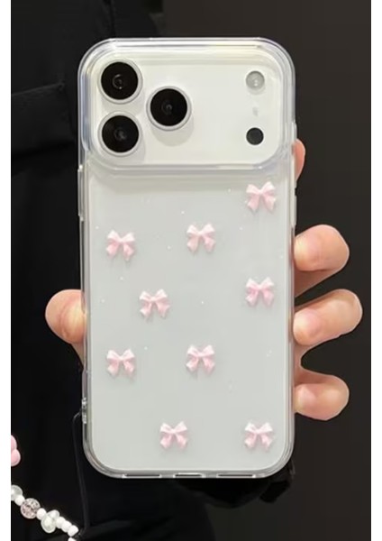 Apple iPhone 17 Pro Uyumlu Pembe Fiyonk Desenli Yumuşak Silikon Kılıf, Darbeye Karşı Dayanıklı Kapak