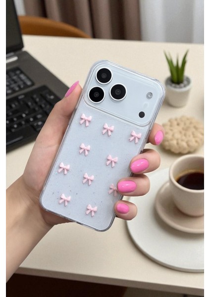 Apple iPhone 17 Pro Uyumlu Pembe Fiyonk Desenli Yumuşak Silikon Kılıf, Darbeye Karşı Dayanıklı Kapak modelleri