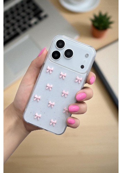 Apple iPhone 17 Pro Uyumlu Pembe Fiyonk Desenli Yumuşak Silikon Kılıf, Darbeye Karşı Dayanıklı Kapak fırsatları