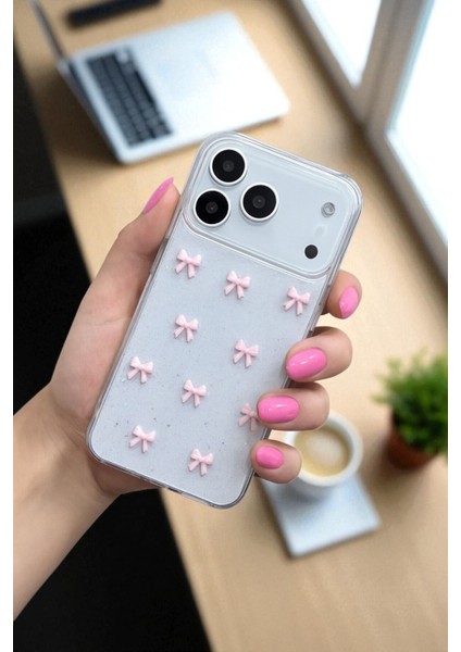 Apple iPhone 17 Pro Uyumlu Pembe Fiyonk Desenli Yumuşak Silikon Kılıf, Darbeye Karşı Dayanıklı Kapak indirimleri