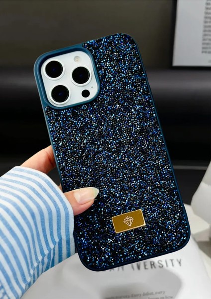 iPhone 15 Pro Max Uyumlu – Elmas Tasarımlı, Lacivert Taşlı, Işıltılı Pırlanta Silikon Kılıf fırsatları