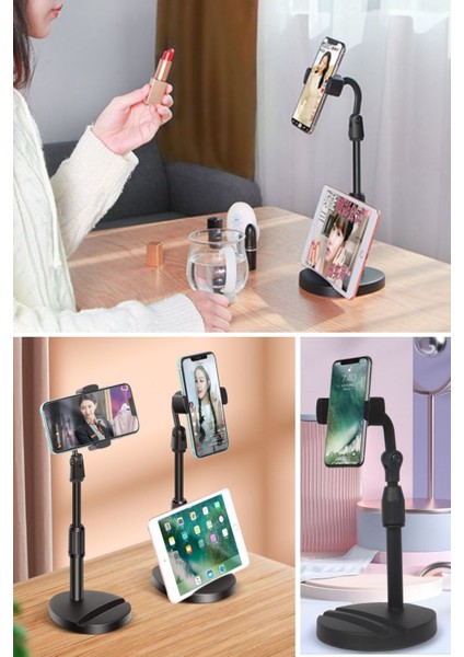 Buffer® Masa Üstü Tablet ve Telefon Tutucu Plastik Aparat Siyah Telefon Standı