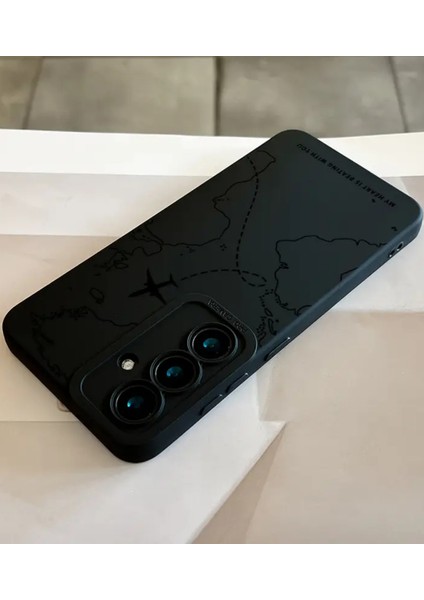 Samsung S24 Fe Uyumlu – Siyah Harita Desenli Yumuşak Silikon Kılıf modelleri