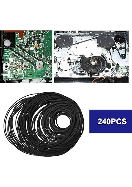 Easiyl 240 Adet 1mm Kaydedici Kauçuk Kemerler Çapı 26-120MM Katlanmış Uzunluk 35-190MM Mix Kaset Bant Makinesi Kemer DVD CD Ld Vcr Tekrarlayıcı Sürücüler Siyah modelleri