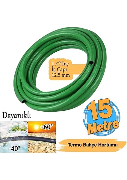 Metre Termo Bahçe Hortumu Dayanıklı 3 Katlı Sağlam Çeşme Su Sulama Yıkama Hortum 12.5 mm 1/2" indirimleri