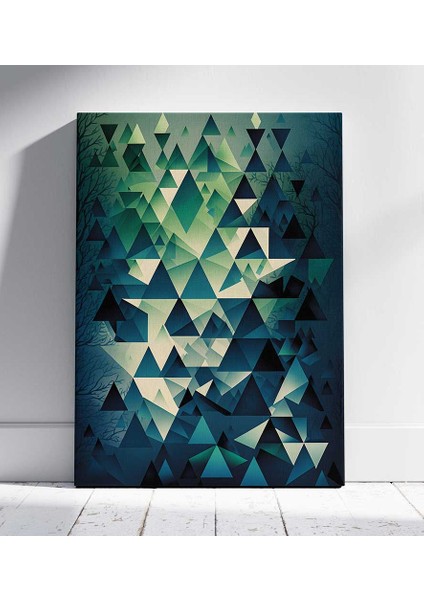 Mavi Yeşil Fraktal Salon Oturma Odası Kanvas Tablo Duvar Resim