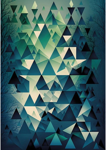 Mavi Yeşil Fraktal Salon Oturma Odası Kanvas Tablo Duvar Resim fiyatları