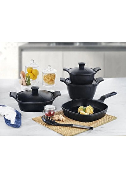 Felsen Derin Tencere Seti Granit Kaplama 3 Parça Siyah Döküm Tencere 26 cm modelleri