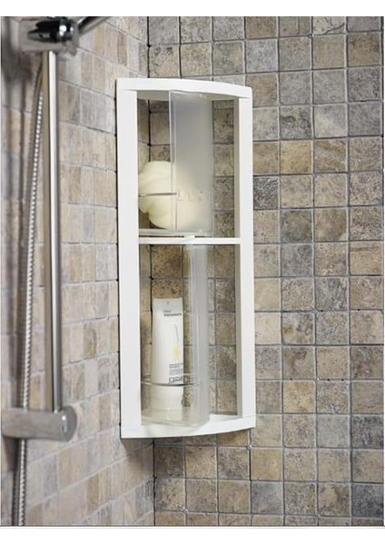 Iki Gözlü Dönerli Banyo Köşe Rafı Şeffaf S-03 fiyatları